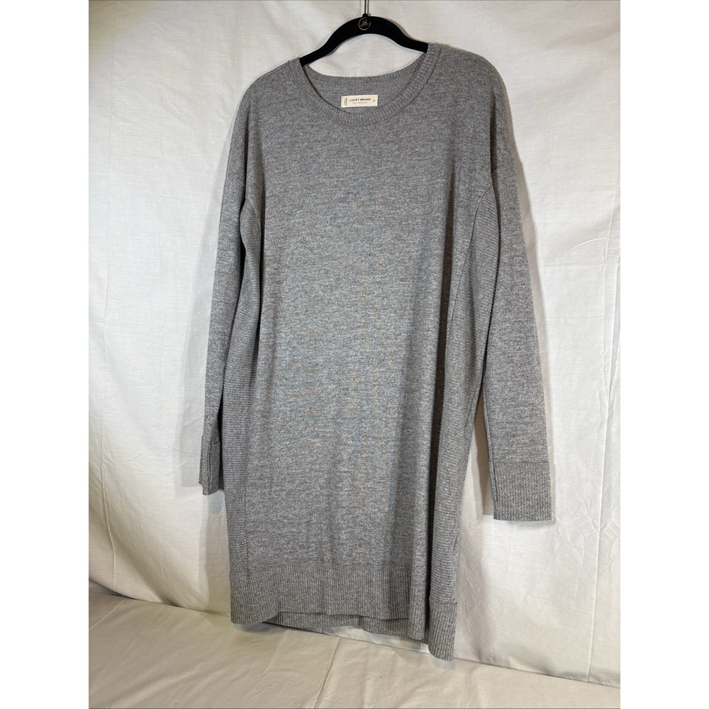 Lucky Brand Minimalist Long Sleeve Sweater Dress Heather Gray Womens M